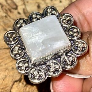 Selenite Satin Spar Ring Size 7 3/4